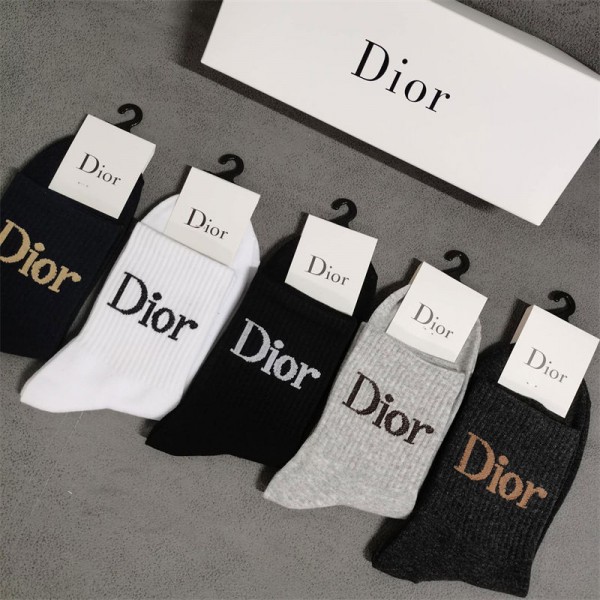 Dior ディオールレディース向け 靴下 かわいいブランド ストッキング 大人気ブランドミドルソックス 高品質上質な コットン ソックス くつした