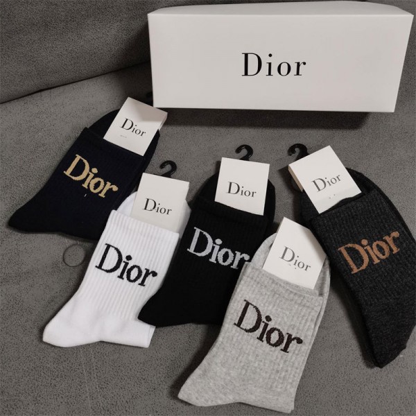 Dior ディオールレディース向け 靴下 かわいいブランド ストッキング 大人気ブランドミドルソックス 高品質上質な コットン ソックス くつした