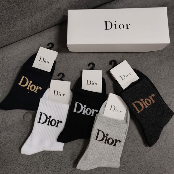Dior ディオールレディース向け 靴下 かわいいブランド ストッキング 大人気ブランドミドルソックス 高品質上質な コットン ソックス くつした