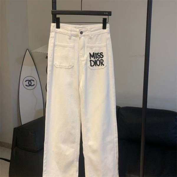 ハイブランドDior ジーンズ レディース ウェストシェイプタック付 ディオール ハイウェストデニム ルーズ ワイド S - 3XL デニムパンツ ジーパン レディース ゆったり 体型カバー 美脚 通勤