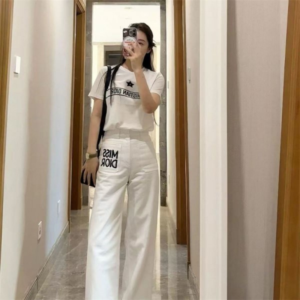 ハイブランドDior ジーンズ レディース ウェストシェイプタック付 ディオール ハイウェストデニム ルーズ ワイド S - 3XL デニムパンツ ジーパン レディース ゆったり 体型カバー 美脚 通勤