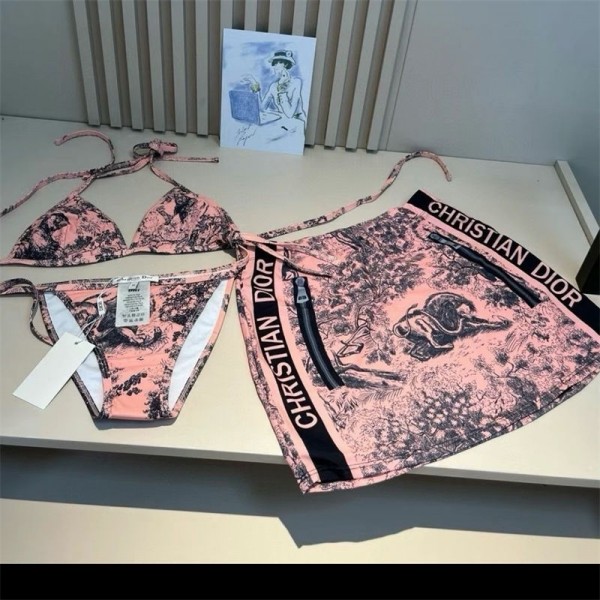 Dior ディオールブランド水着 レディース タンキニ 体型カバー 女性 人気  3点セット UVカット ショートパンツ スカート 可愛い 温泉 旅行 セパレーツ ビスチェ風 S - XL