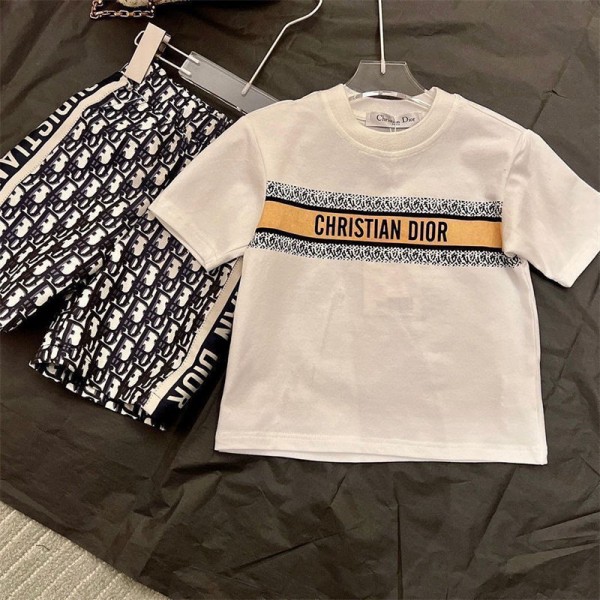 Dior ディオールブランド子供服 夏服 男の子 半袖Ｔシャツ+ハーフパンツ2点  ボーイズトップ+パンツ 上下セット 男児 普段着 キッズ カジュアル 部屋着 ガールズ 90 - 160cm