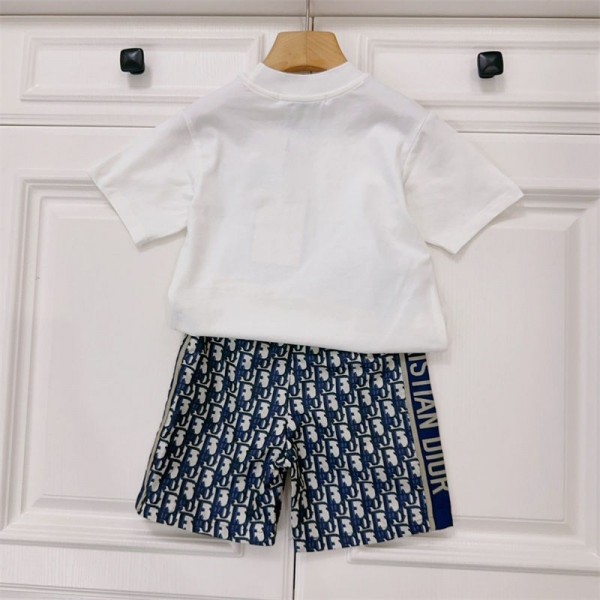 Dior ディオールブランドボーイズ 男の子 半袖Tシャツ ショートパンツ ジャージ上下 セットアップ tシャツ 可愛い 90 - 160cm 短パン 上下セット 夏 フリル 半袖Tシャツ ショートパンツ
