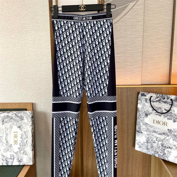 Dior ブランド ヨガウェア レディース ディオール スポーツウェア スリムフィット ハイウエストヨガパンツ タイツ ヨガウェア上下セット おしゃれ 通気性 伸縮性 吸汗速乾 S - XL