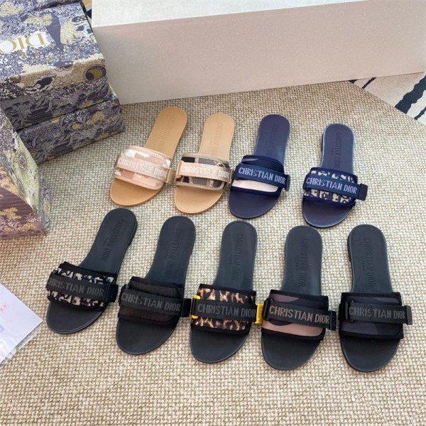 Dior ディオールブランド サンダル ミュール ビーチサンダル ローヒール レディース 靴 黒 痛くない 歩きやすい 滑り止め おしゃれ 流行り 225¬265cm