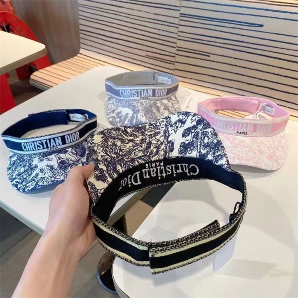 Dior ディオールブランドサンバイザー レディース UVカット 日除け帽子 春夏 拡大ツバ広 小顔効果 吸汗速乾 通気 飛ばない アウトドア テニス ゴルフ スポーツ 自動車 