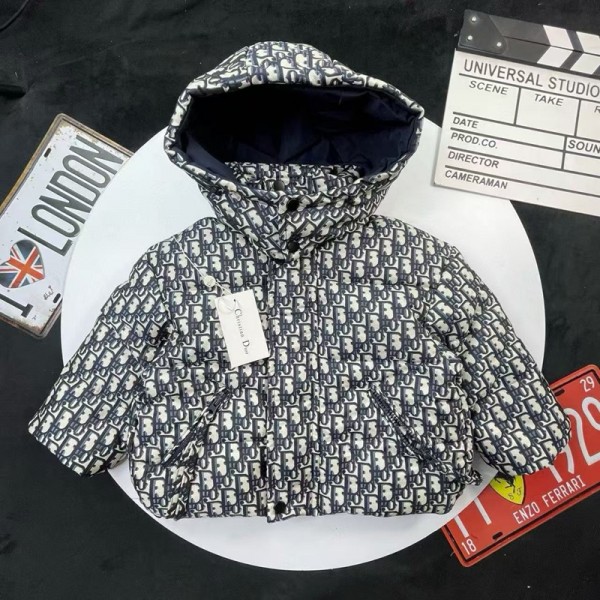 Dior ディオールブランド子供 中綿ジャケット 男の子 女の子 おしゃれ 厚手 キッズ中綿コート ジャケット 防寒 アウトウェア 登山 スキー 冬服 ダウン ジャケット 80-140cm