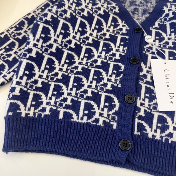 Dior ディオールハイブランドカーディガン キッズ 子供服 ボーイズ セーター 90-150cm ニットアウター 長袖 Vネック ジャガード 可愛い おしゃれ ニットカーディガン 小学生 中学生 通園 通学 普段着 春 秋 冬 