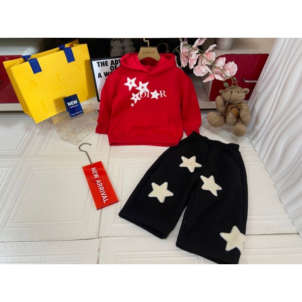 Dior ディオールハイブランド男の子 秋服 2点セット 長袖 子供服 キッズ スウェット セットアップ パーカー 100¬140CM スポーツパンツ ジャージ スポーツウェア 裏起毛 春秋冬 韓国服 おしゃれ カジュアル