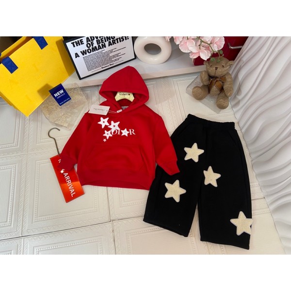 Dior ディオールハイブランド男の子 秋服 2点セット 長袖 子供服 キッズ スウェット セットアップ パーカー 100¬140CM スポーツパンツ ジャージ スポーツウェア 裏起毛 春秋冬 韓国服 おしゃれ カジュアル