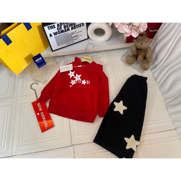 Dior ディオールハイブランド男の子 秋服 2点セット 長袖 子供服 キッズ スウェット セットアップ パーカー 100¬140CM スポーツパンツ ジャージ スポーツウェア 裏起毛 春秋冬 韓国服 おしゃれ カジュアル