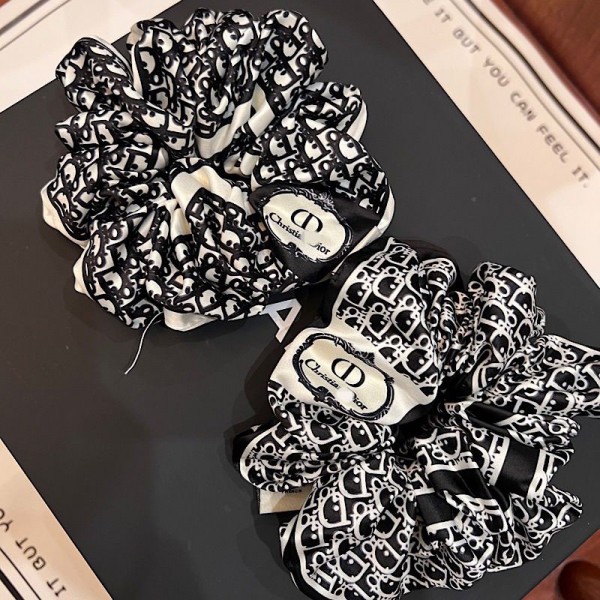 Dior ディオールハイブランドシュシュ ヘアゴム シュシュおしゃれ 大人 ボリューム 大きめ サテンシュシュ モノグラム柄 シンプル 髪飾り レディース エレガント ヘアアクセサリー 