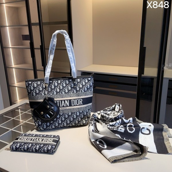 Dior ディオールブランドトートバック 財布 2点セット ファスナー付き 大容量 ハンドバッグ 丈夫 肩掛け ショルダーバッグ レディース 復古 買い物 通勤 通学 旅行用 男女兼用 大きめ おしゃれ