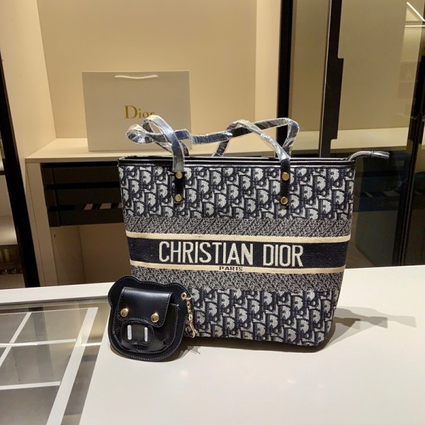 Dior ディオールブランドトートバック 財布 2点セット ファスナー付き 大容量 ハンドバッグ 丈夫 肩掛け ショルダーバッグ レディース 復古 買い物 通勤 通学 旅行用 男女兼用 大きめ おしゃれ