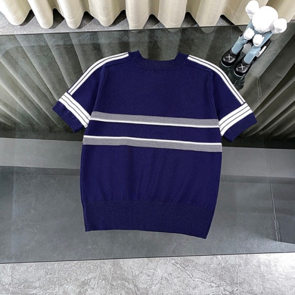 Dior ディオールブランドレディース サマーニット 短袖 薄手 春ニット 春夏 着回し 高見え 透けない 軽い薄手 ニット セーター 夏半袖 プルオーバー シンプル 星の柄 半袖 ニット 春 夏 トップス クルーネック 40¬60kg以内