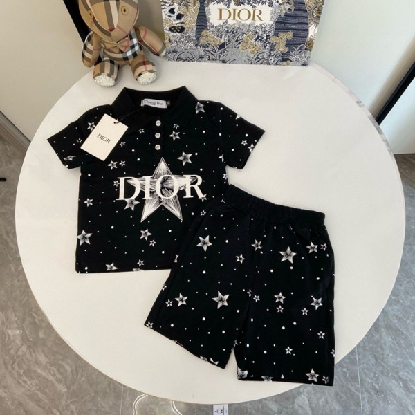 Dior ディオールブランド 子供服 男の子 夏服 半袖 ポロシャツ ハーフパンツ 女の子 上下セット カジュアル フォーマル 半袖Tシャツ ショートパンツ 2点セット 小学生 入学式 卒業式 七五三 通園 通学 90-150cm