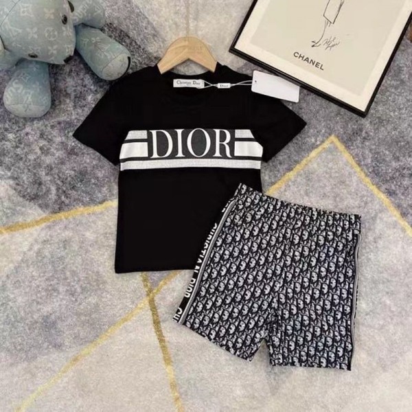 Dior ディオールハイブランド子供服 ボーイズ 男の子 tシャツ ショートパンツ ハーフパンツ 2点セット 90-160cm 男児 スポーツウェア スウェット ジャージ キッズ服 カジュアル 春 夏 大きいサイズ 通園 通学