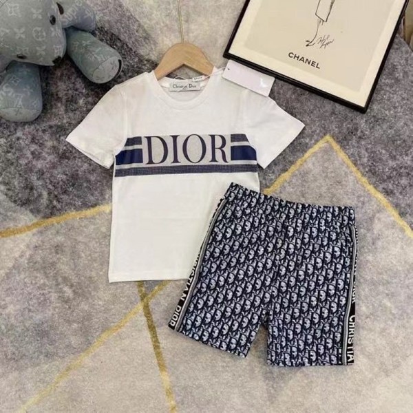 Dior ディオールハイブランド子供服 ボーイズ 男の子 tシャツ ショートパンツ ハーフパンツ 2点セット 90-160cm 男児 スポーツウェア スウェット ジャージ キッズ服 カジュアル 春 夏 大きいサイズ 通園 通学