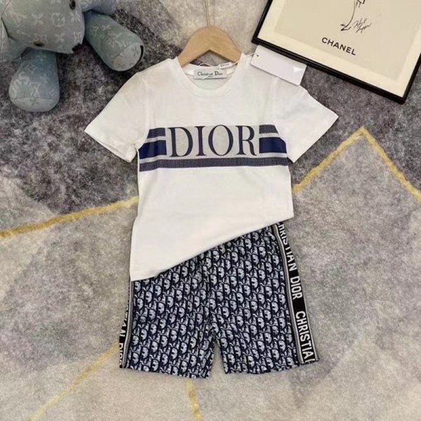 Dior ディオールハイブランド子供服 ボーイズ 男の子 tシャツ ショートパンツ ハーフパンツ 2点セット 90-160cm 男児 スポーツウェア スウェット ジャージ キッズ服 カジュアル 春 夏 大きいサイズ 通園 通学