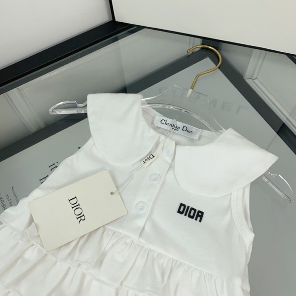 ブランドDior ディオールベビー服 無袖ワンピース ノースリーブ ボディースーツ ワンピース 女の子 子供服 夏 綿 カバーオール 赤ちゃん フリル 無地 ピンク 66¬100cm