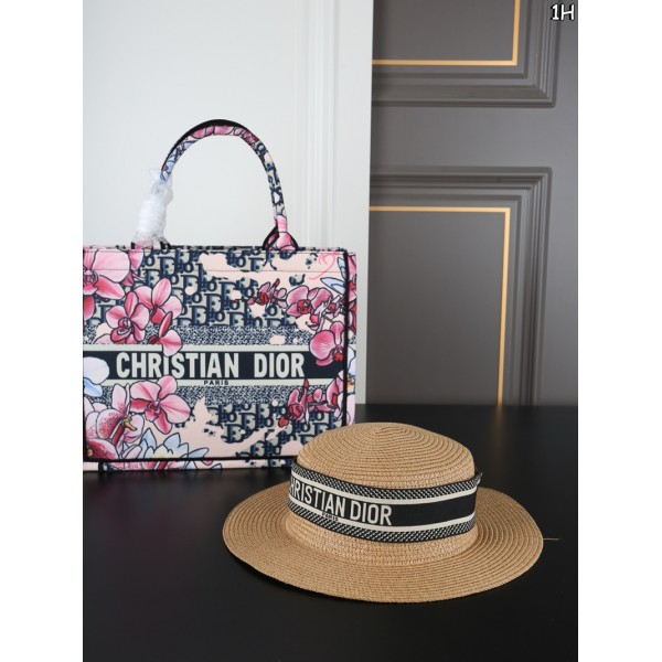 Dior ディオールハイブランドトートバッグストローハット財布3点セット ブランドハンドバッグ女性ブランド手持ちバッグ鞄レディース サンハット ブランドカジュアル