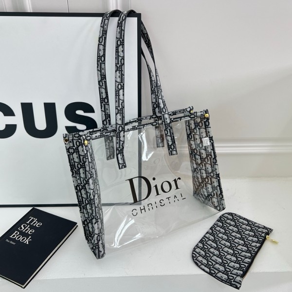Lv ルイヴィトンハイブランドクリアバッグ トートバッグ 大容量 Dior ショルダーバッグ ミニポーチ付き 透明バッグ 肩掛けバッグ 高精細半透明 旅行包 衣物收纳包 アウトドア 水泳 