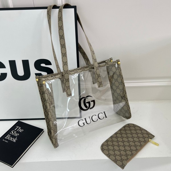 Lv ルイヴィトンハイブランドクリアバッグ トートバッグ 大容量 Dior ショルダーバッグ ミニポーチ付き 透明バッグ 肩掛けバッグ 高精細半透明 旅行包 衣物收纳包 アウトドア 水泳 