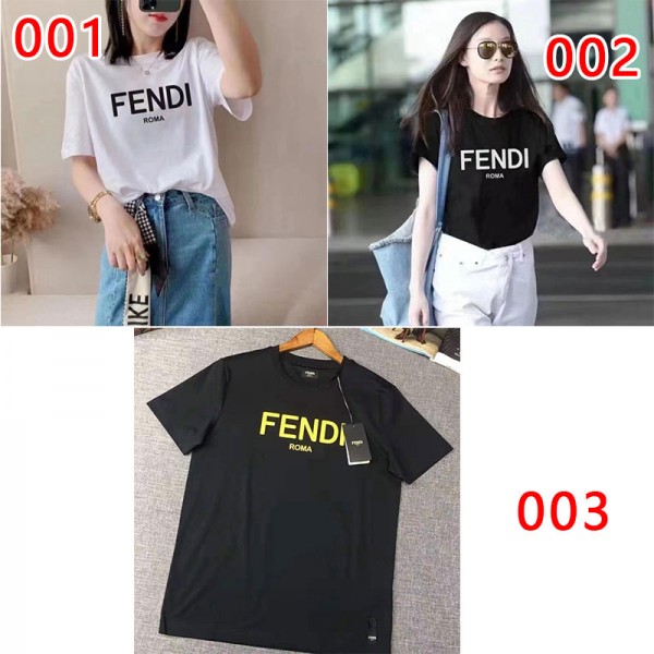 FENDIハイブランド半袖 tシャツフェンディ純綿 肌に優しい tシャツファッション潮流 tシャツオーバーサイズ ゆったり tシャツ トップス 夏