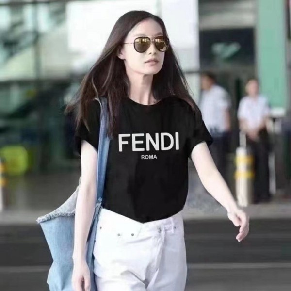 FENDIハイブランド半袖 tシャツフェンディ純綿 肌に優しい tシャツファッション潮流 tシャツオーバーサイズ ゆったり tシャツ トップス 夏