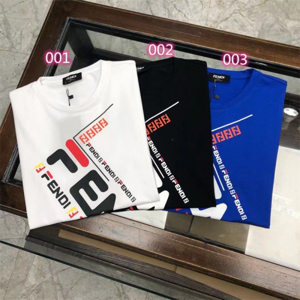 フェンディブランド tシャツファッション潮流 半袖 tシャツレディースメンズ人気 FENDI 丸首 カジュアル tシャツ オーバーサイズ ゆったり 上着 トップス 夏