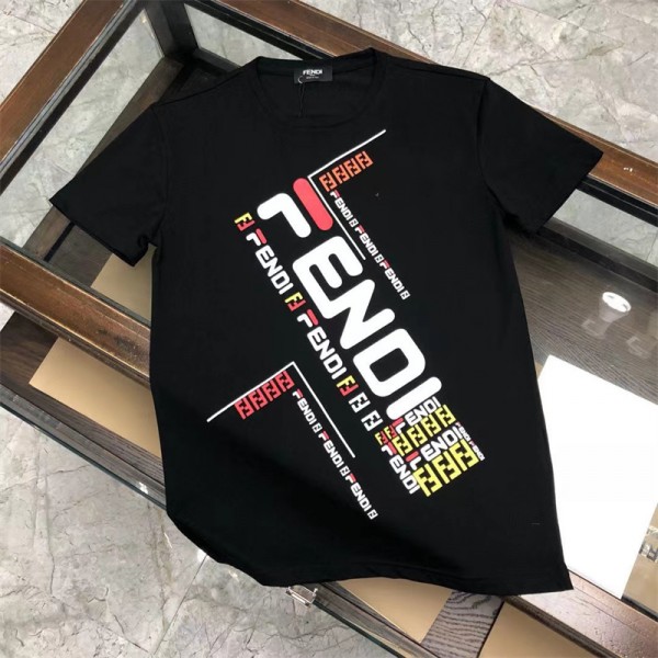 フェンディブランド tシャツファッション潮流 半袖 tシャツレディースメンズ人気 FENDI 丸首 カジュアル tシャツ オーバーサイズ ゆったり 上着 トップス 夏