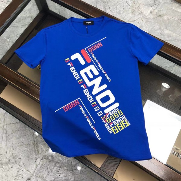 フェンディブランド tシャツファッション潮流 半袖 tシャツレディースメンズ人気 FENDI 丸首 カジュアル tシャツ オーバーサイズ ゆったり 上着 トップス 夏