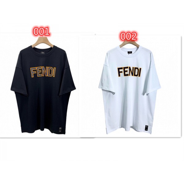 フェンディブランド Tシャツシンプル高品質 半袖 Tシャツレディースメンズ人気 FENDI 丸首 カジュアル Tシャツ オーバーサイズ ゆったり 上着 トップス 夏