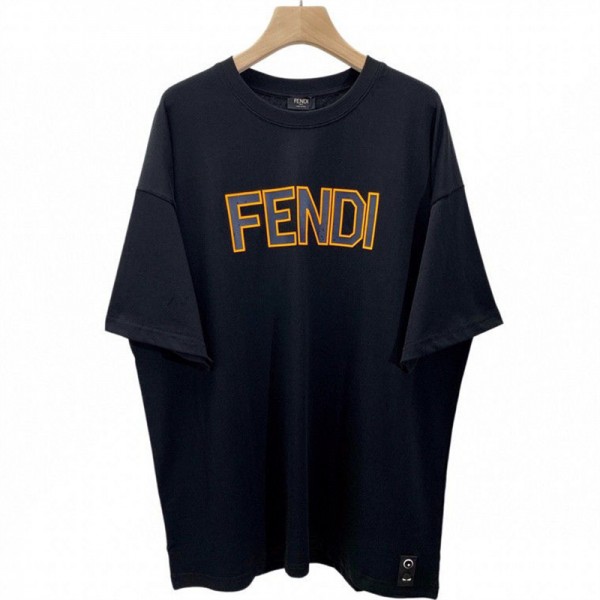 フェンディブランド Tシャツシンプル高品質 半袖 Tシャツレディースメンズ人気 FENDI 丸首 カジュアル Tシャツ オーバーサイズ ゆったり 上着 トップス 夏