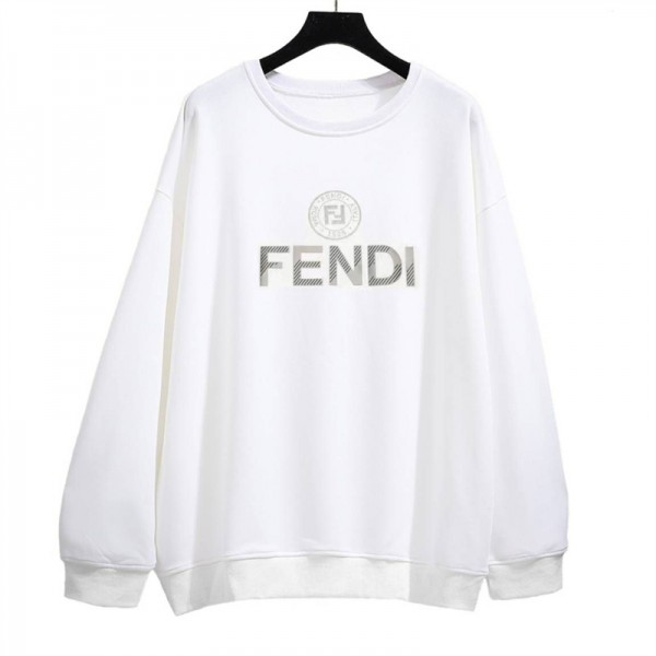 フェンディ パーカーハイブランドFENDI レディースメンズ カジュアル プルオーバー ドロップショルダー 大きいサイズ スウェット 上着 秋冬 裏起毛 裏起毛なしトレーナー