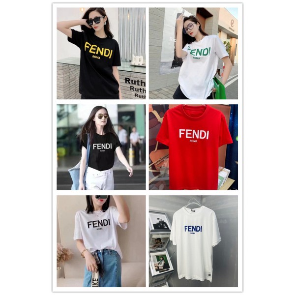 Fendi フェンディ tシャツ ハイブランド シンプル 高品質 半袖 tシャツ トップス 男女兼用人気 ゆったり カジュアル tシャツ 上着 夏