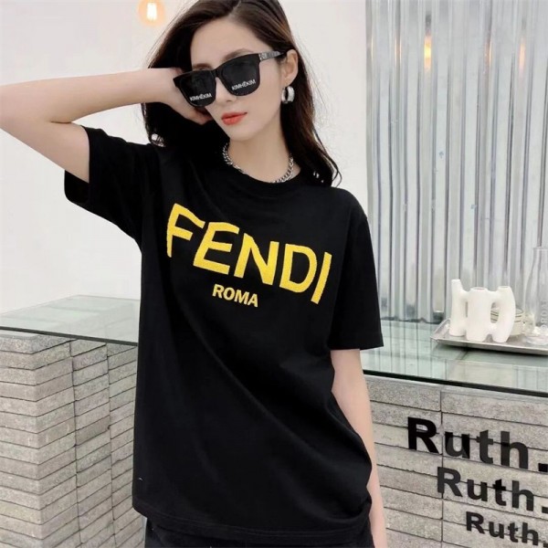 Fendi フェンディ tシャツ ハイブランド シンプル 高品質 半袖 tシャツ トップス 男女兼用人気 ゆったり カジュアル tシャツ 上着 夏