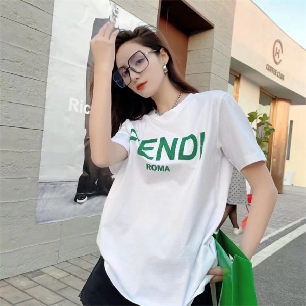 Fendi フェンディ tシャツ ハイブランド シンプル 高品質 半袖 tシャツ トップス 男女兼用人気 ゆったり カジュアル tシャツ 上着 夏