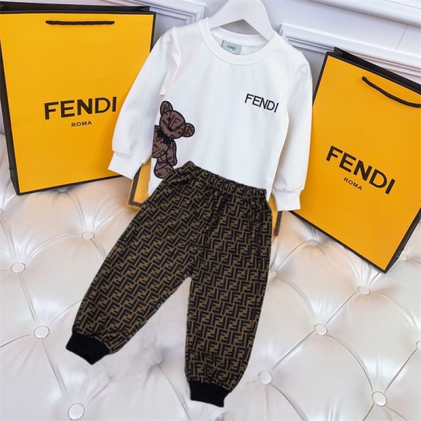 フェンディ FENDI 子供服 上下セット トレイナー パンツ 運動風 秋冬 ファション