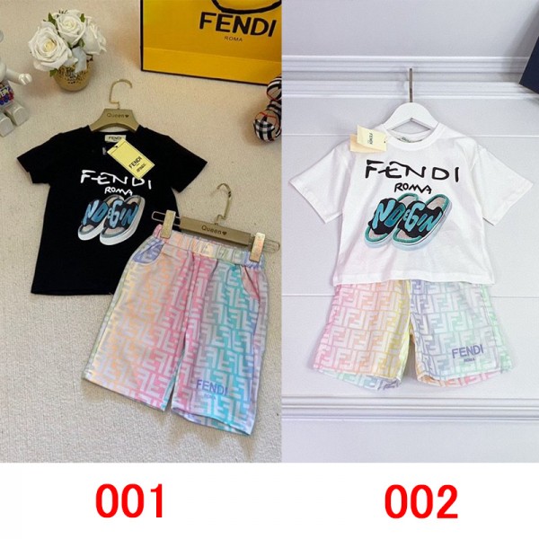 Fendi フェンディ ブランド 子供服  半袖Ｔシャツ 半ズボン セット服 キッズ 人気 男の子 女の子 ファッション 春夏 人気 男女通用