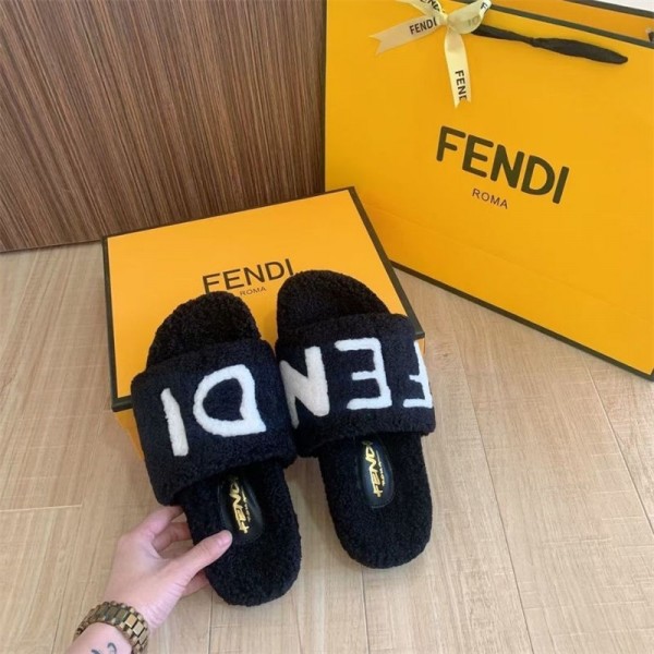 ブランド Fendi フェンディ ファッション 室内履き スリッパ 女性用 男性用 モコモコハウススリッパ 室内用 寝室フリース地 ルームシューズ アンチスキッド ゴム底 暖かい