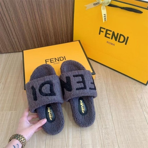 ブランド Fendi フェンディ ファッション 室内履き スリッパ 女性用 男性用 モコモコハウススリッパ 室内用 寝室フリース地 ルームシューズ アンチスキッド ゴム底 暖かい