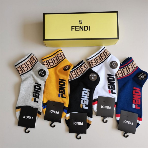 Fendi フェンディハイブランド ソックス 綿製コットン 靴下 メンズ 通気性浅口ソックス 女の子好き 韓国上質な コットン ソックス くつした