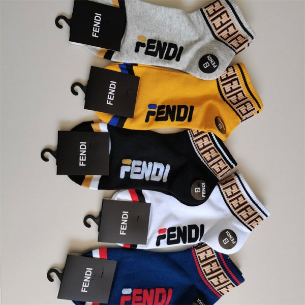 Fendi フェンディハイブランド ソックス 綿製コットン 靴下 メンズ 通気性浅口ソックス 女の子好き 韓国上質な コットン ソックス くつした