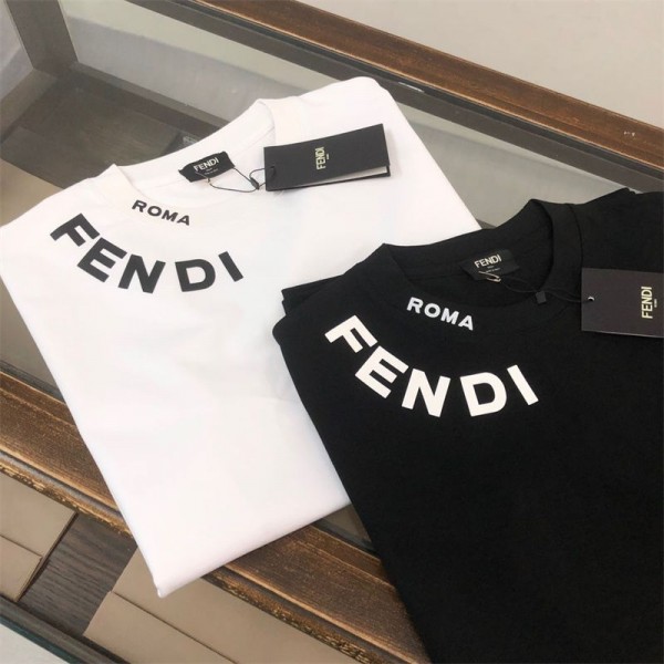Fendi フェンディブランドtシャツオーバーサイズハイブランド半袖tシャツ男女兼用韓国 パチモン tシャツTシャツカットソーペアカップルS - 5XL