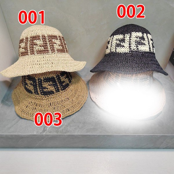 Fendi フェンディ ハイブランドハット 麦わら帽子 ストローハット ハンドメイド レインボーストライプ かぎ針編み ビーチ バケットハット フィッシュマン パナマハット 激安
