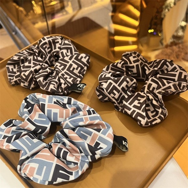 Fendi フェンディハイブランドシュシュ ヘアアクセサリー ヘアゴム オーガンジー シースルー  大人っぽい 大ぶり ビッグ まとめ髪 おしゃれ カジュアル トレンド 大人 可愛い ギフト