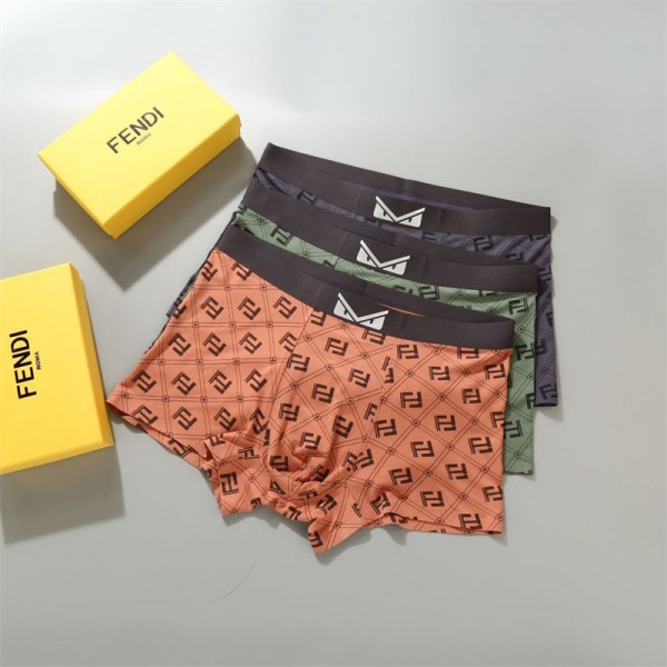 ブランド FENDI ボクサーパンツ メンズ フェンディ 下着 前閉じ 抗菌防臭 吸汗 吸水速乾 通気性 カラフル 綿 ローライズ 3枚セット L - 3XL
