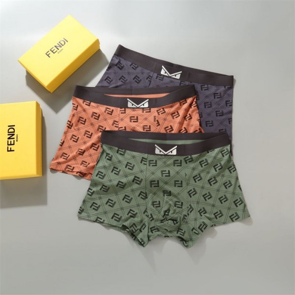 ブランド FENDI ボクサーパンツ メンズ フェンディ 下着 前閉じ 抗菌防臭 吸汗 吸水速乾 通気性 カラフル 綿 ローライズ 3枚セット L - 3XL